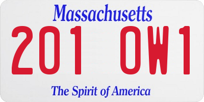 MA license plate 201OW1