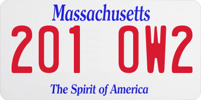 MA license plate 201OW2