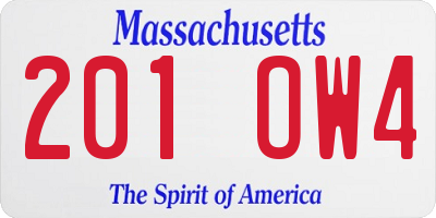 MA license plate 201OW4