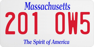 MA license plate 201OW5