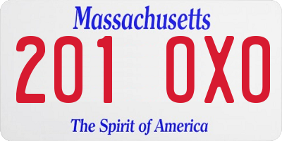 MA license plate 201OX0