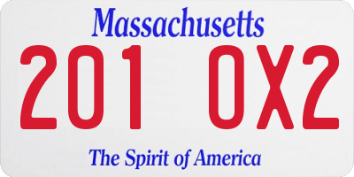 MA license plate 201OX2