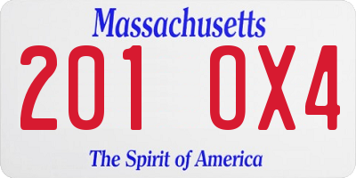 MA license plate 201OX4