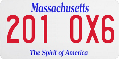 MA license plate 201OX6