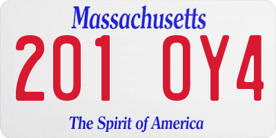 MA license plate 201OY4