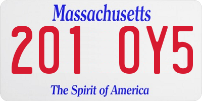 MA license plate 201OY5