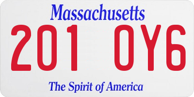 MA license plate 201OY6