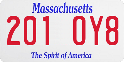 MA license plate 201OY8