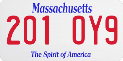 MA license plate 201OY9