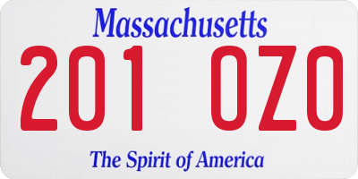 MA license plate 201OZ0