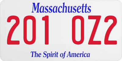 MA license plate 201OZ2