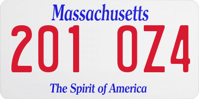 MA license plate 201OZ4