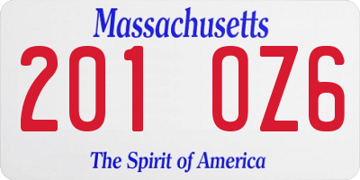 MA license plate 201OZ6