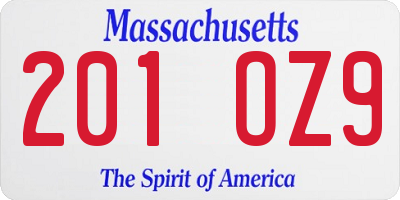 MA license plate 201OZ9