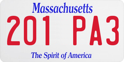 MA license plate 201PA3