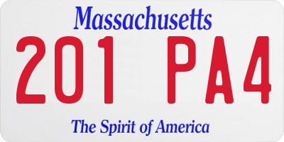 MA license plate 201PA4