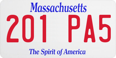 MA license plate 201PA5