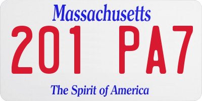MA license plate 201PA7