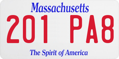 MA license plate 201PA8