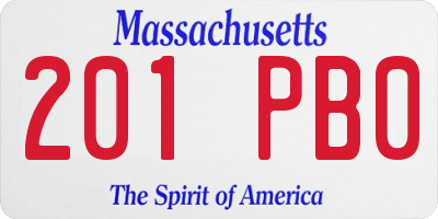 MA license plate 201PB0