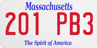 MA license plate 201PB3