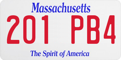 MA license plate 201PB4