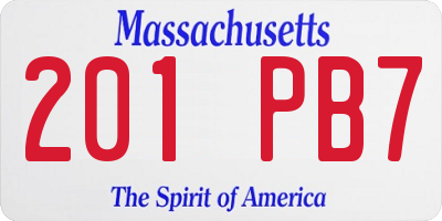 MA license plate 201PB7