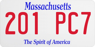MA license plate 201PC7
