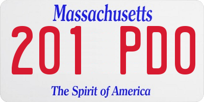 MA license plate 201PD0