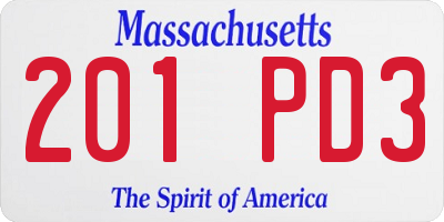 MA license plate 201PD3