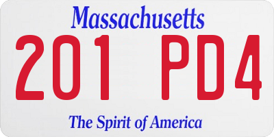 MA license plate 201PD4