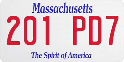 MA license plate 201PD7