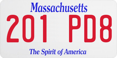 MA license plate 201PD8