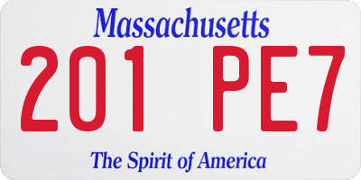 MA license plate 201PE7