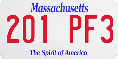 MA license plate 201PF3
