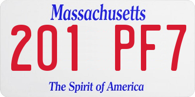 MA license plate 201PF7