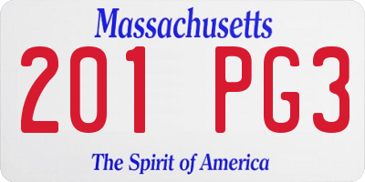 MA license plate 201PG3