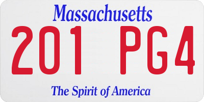 MA license plate 201PG4