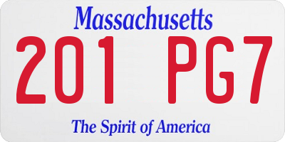 MA license plate 201PG7