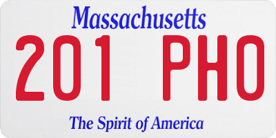 MA license plate 201PH0