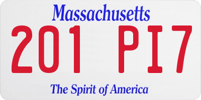 MA license plate 201PI7