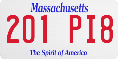 MA license plate 201PI8