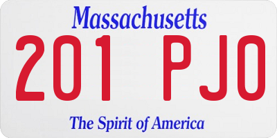 MA license plate 201PJ0