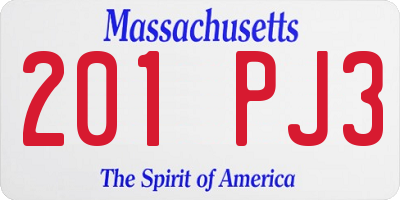 MA license plate 201PJ3