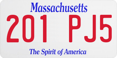 MA license plate 201PJ5