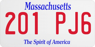 MA license plate 201PJ6