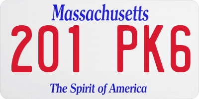 MA license plate 201PK6