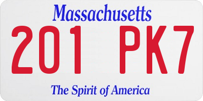 MA license plate 201PK7