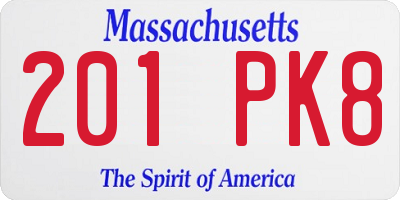 MA license plate 201PK8