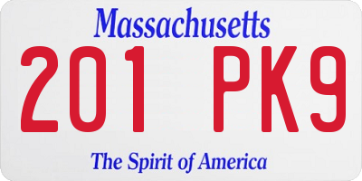 MA license plate 201PK9